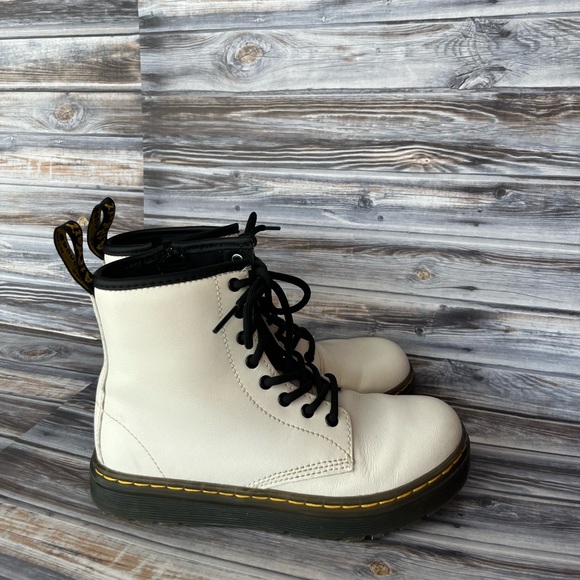 Dr.Martens Kids' Zavala White Combat Lace Up Boot - Picture 2 of 10
